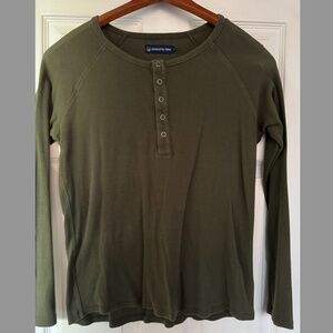 United By Blue Green Ribbed Henley Long Sleeve Top- anthropologie- size XL